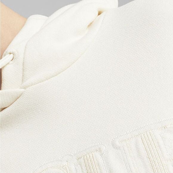 PUMA X VOGUE WOMEN’S WHITE OVERSIZED HOODIE WITH FRONT KANGAROO POUCH POCKETS - Picture 4 of 12